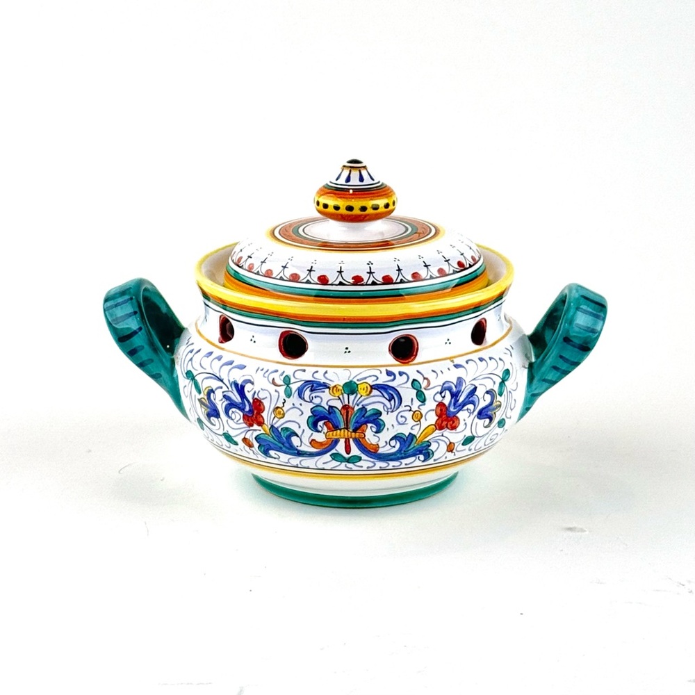 Ricco Deruta Italian Ceramic Garlic Storage Jar with Lid.